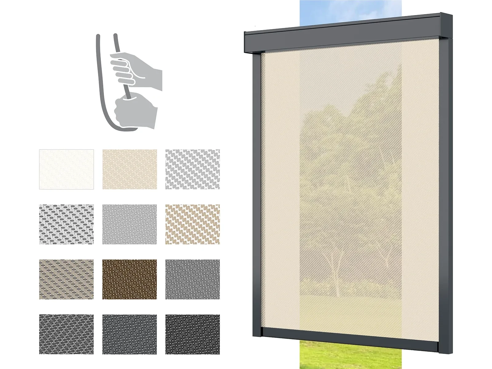 Screenové rolety ECO - BOX 85 - pružinová - látka SERGE 600 - ručné ovládanie