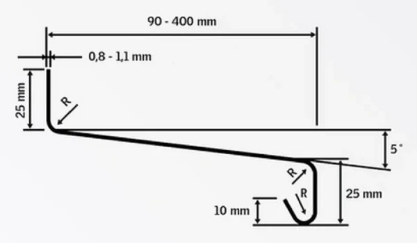 Vonkajšie hliníkové parapety ohýbané - antracit RAL 7016 3