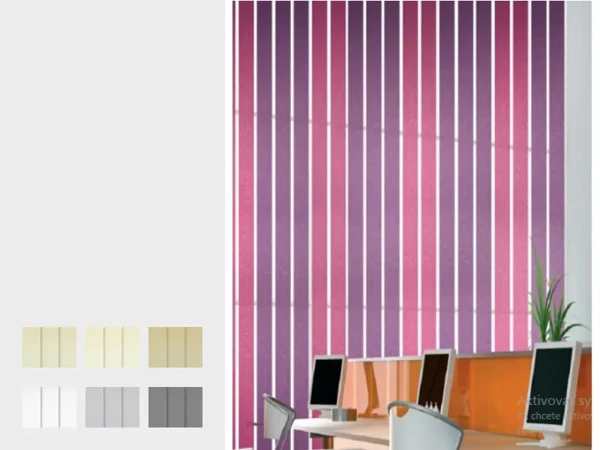 Dvojfarebné vertikálne žalúzie - látka KAMERUN BO (zatemňujúca)